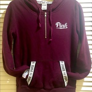 PINK HALF ZIP HOODIE